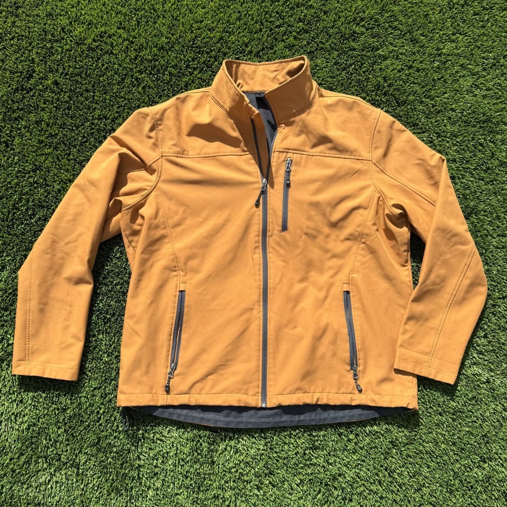 Swiss Tech Mens XL Softshell Jacket Mustard Yellow Fleece Lined Full Zip J47‎